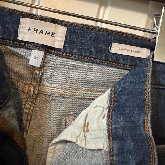 Frame Denim Le High Straight Jeans in Dark Blue - Picture 4 of 4